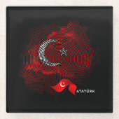 Turkey flag glazen onderzetter (Voorkant)