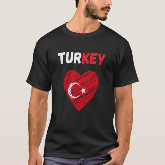 Turkey Flag Holiday Turkey Heart Turkish Flag T-shirt (Voorkant)