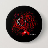 Turkey flag ronde button 7,6 cm (Voorkant)