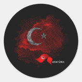 Turkey flag ronde sticker (Voorkant)