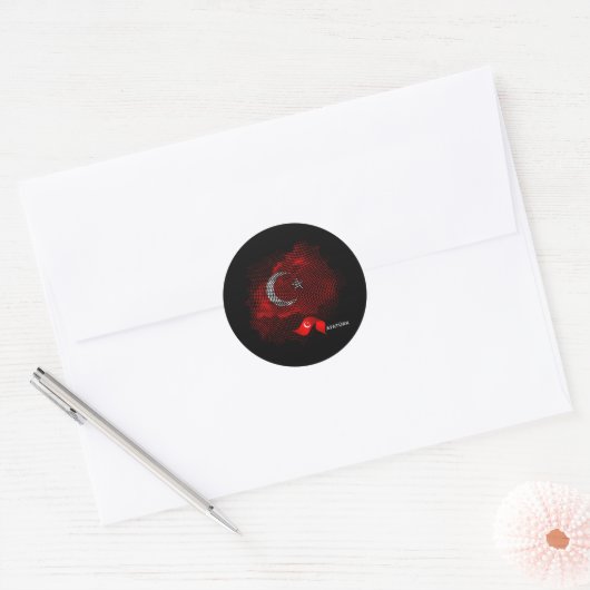 Turkey flag ronde sticker (Envelop)
