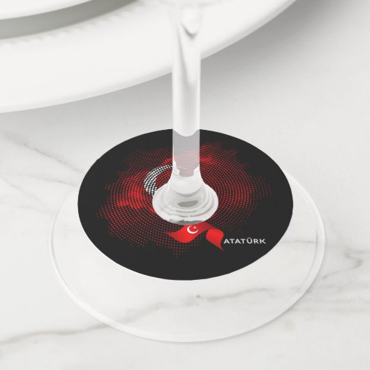 Turkey flag wijnglaslabel (Dichtbij)