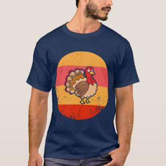 Turkey Funny Thanksgiving men women kids Retro Vin T-shirt