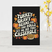 Turkey Gravy Beans And Rolls Cerole Funny Thanksgi Kaart (Gele Bloem)