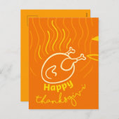 Turkey Grilled Card Happy Thanksgiving Feestdagenkaart (Voorkant / Achterkant)