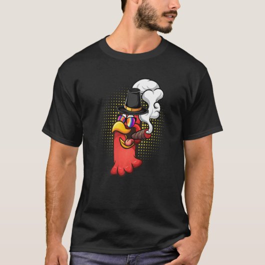 Turkey head Smoked a cigarette wearing sunglasses T-shirt (Voorkant)