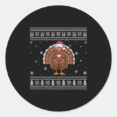 Turkey Lovers Men Women Santa Ugly Xmas Sweater  Ronde Sticker (Voorkant)