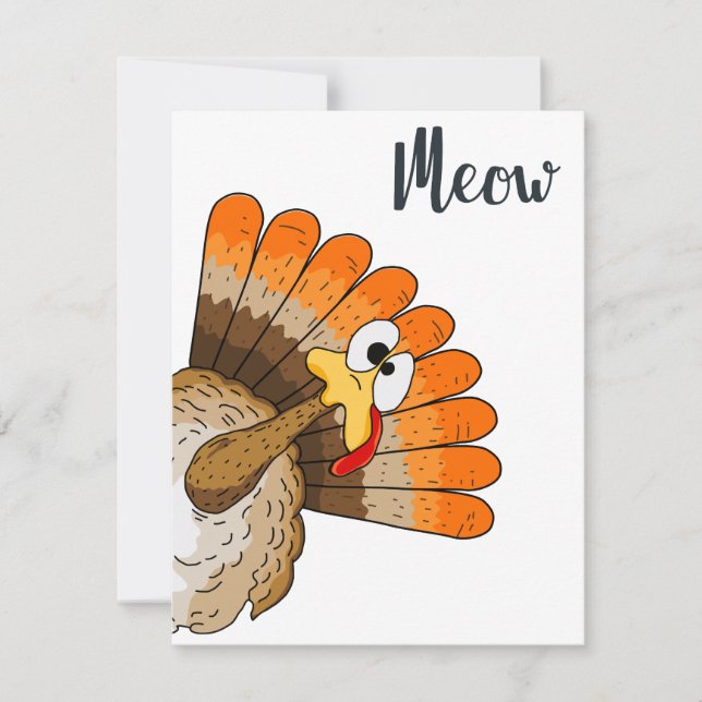 Turkey Meow Thanksgiving Wenskaart (Voorkant)