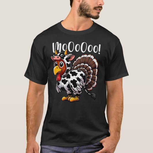 Turkey Moo Cow Costume Funny Thanksgiving T-shirt (Voorkant)