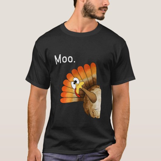 turkey moo grappig Thanksgiving T-Shirt met lange (Voorkant)
