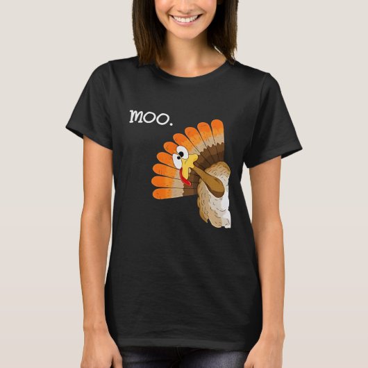 turkey moo grappige Thanksgiving T-shirt (Voorkant)