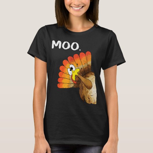 turkey moo grappige Thanksgiving T-shirt (Voorkant)