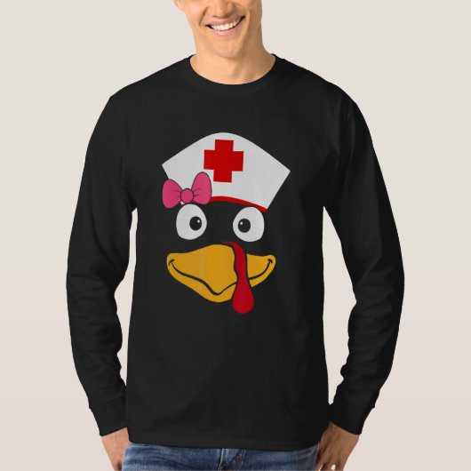 Turkey Nurse Thanksgiving Scrub Nursing Turkey Fac T-shirt (Voorkant)