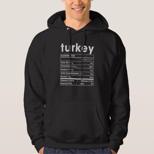 Turkey Nutrition Fact Thanksgiving Christmas Cost Hoodie (Voorkant)