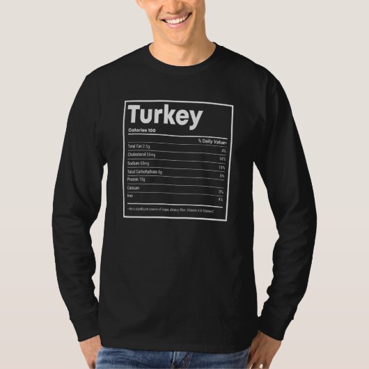 Turkey Nutrition Facts Thanksgiving Christmas foo T-shirt (Voorkant)