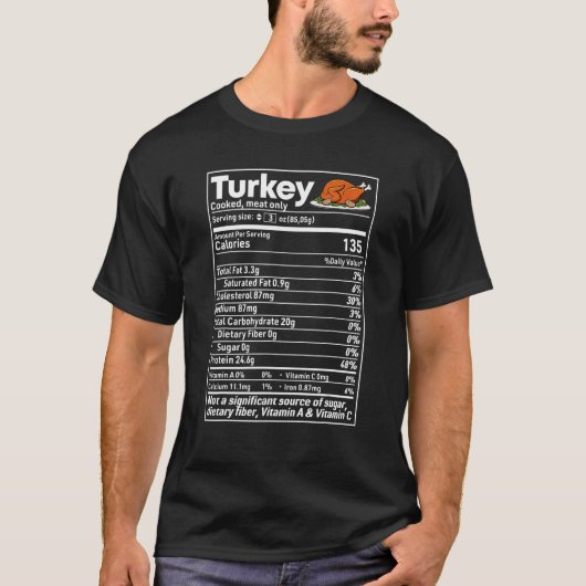 Turkey Nutrition Facts  Thanksgiving Christmas foo T-shirt (Voorkant)
