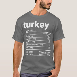Turkey Nutrition Facts Thanksgiving Costume  T-shirt