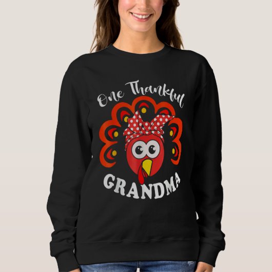 Turkey One Thankful Grandma Fall Autumn Thanksgivi Trui (Voorkant)