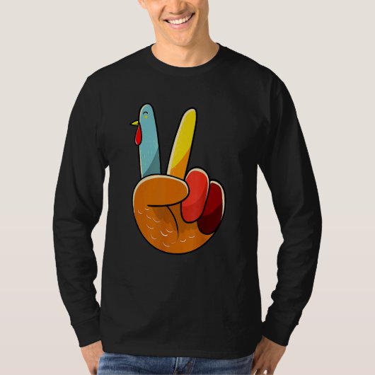 Turkey Peace Hand Sign Thanksgiving Thankful Women T-shirt (Voorkant)