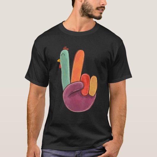 Turkey Peace Sign Thanksgiving T-shirt (Voorkant)