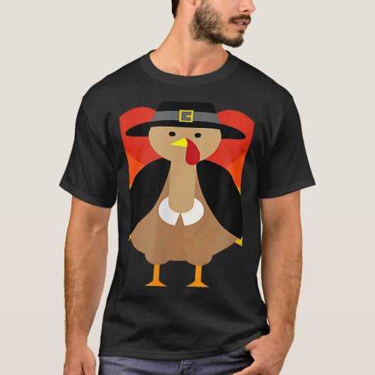 Turkey Pilgrim Cute Thanksgiving Essential T-shirt (Voorkant)