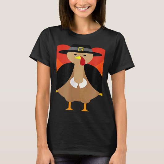 Turkey Pilgrim Cute Thanksgiving Essential T-shirt (Voorkant)