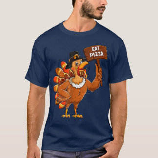 Turkey Pilgrim Eat Pizza Adult Vegan Kids Funny Th T-shirt