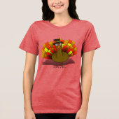  Turkey Pilgrim Thanksgiving Tri-Blend Shirt (Voorkant)