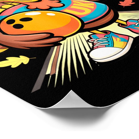 Turkey Playing Bowling Thanksgiving Turkey Tail Bo Poster (Hoek)