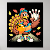 Turkey Playing Bowling Thanksgiving Turkey Tail Bo Poster (Voorkant)