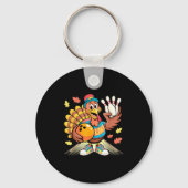 Turkey Playing Bowling Thanksgiving Turkey Tail Bo Sleutelhanger (Voorkant)