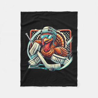 Turkey Playing Ice Hockey Goalie Thanksgiving Boys Fleece Deken