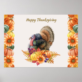 Turkey Pumpkins Thanksgiving Poster