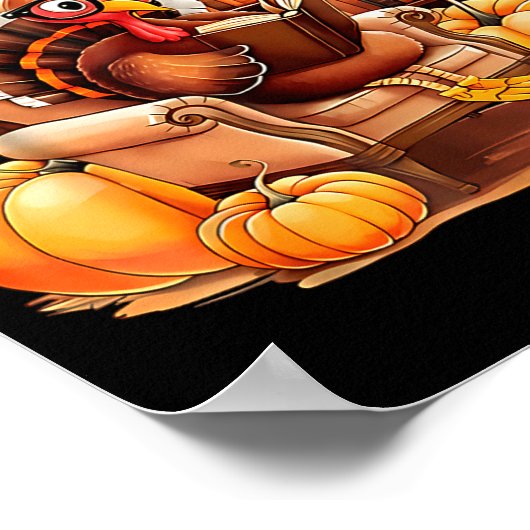 Turkey Reading Books Fall Thanksgiving Teacher Boo Poster (Hoek)