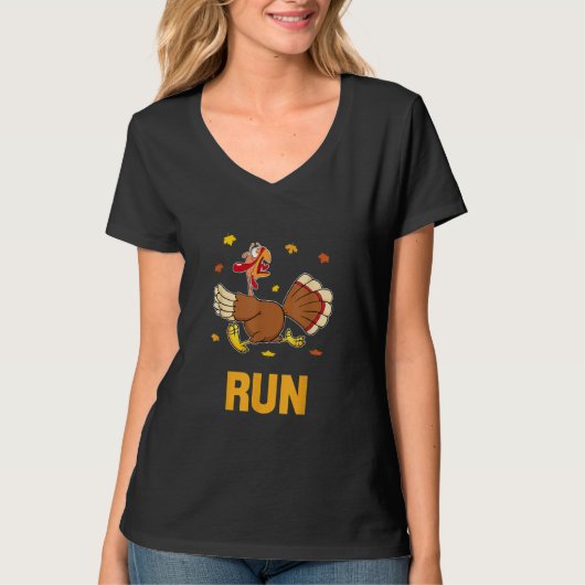 Turkey Run Costume Thanksgiving Running Turkey Tro T-shirt (Voorkant)