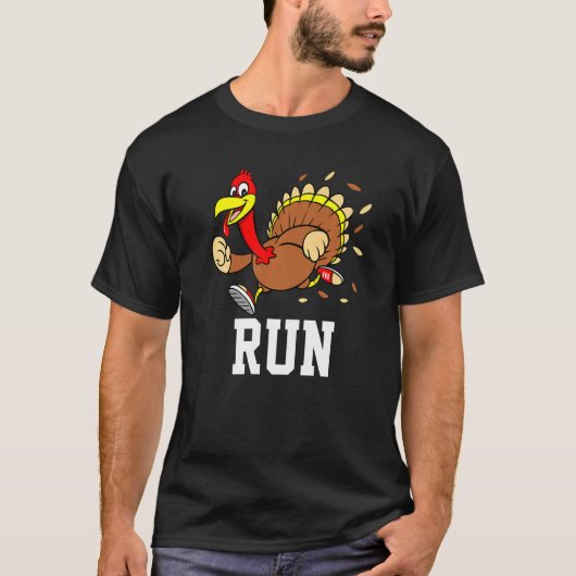Turkey Run Costume Thanksgiving Running Turkey Tro T-shirt (Voorkant)