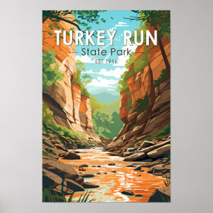 Turkey Run State Park Indiana Reizen Kunst Vintage Poster