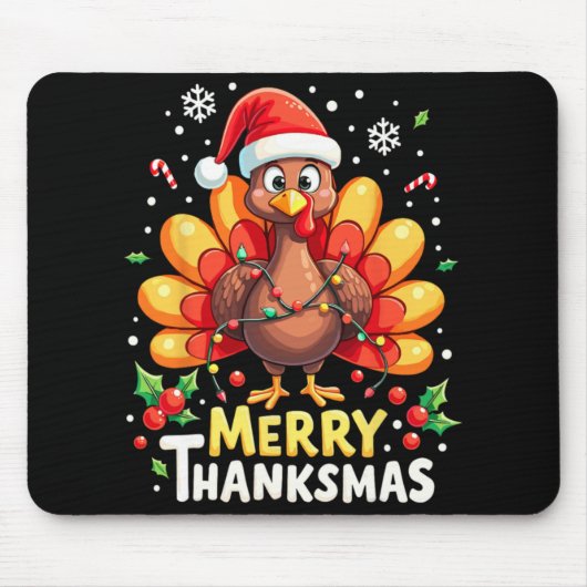 Turkey Santa Happy Merry Thanksmas Thanksgiving Ch Muismat (Voorkant)