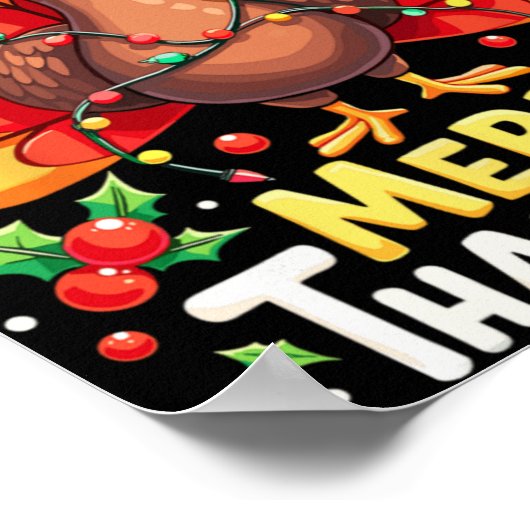 Turkey Santa Happy Merry Thanksmas Thanksgiving Ch Poster (Hoek)