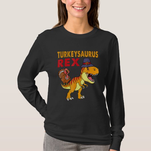 Turkey Saurus Rex Thanksgiving Dinosaur Turkey Kid T-shirt (Voorkant)