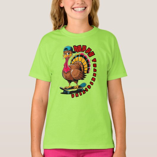 Turkey skateboard  Thanksgiving gift  T-shirt (Voorkant)