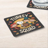 Turkey Squad Funny Cartoon Friends Thanksgiving Kartonnen Onderzetters (Schuin)