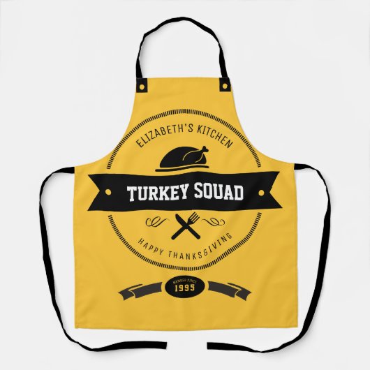 Turkey Squad Funny Hipster Yellow and Black Schort (Voorkant)