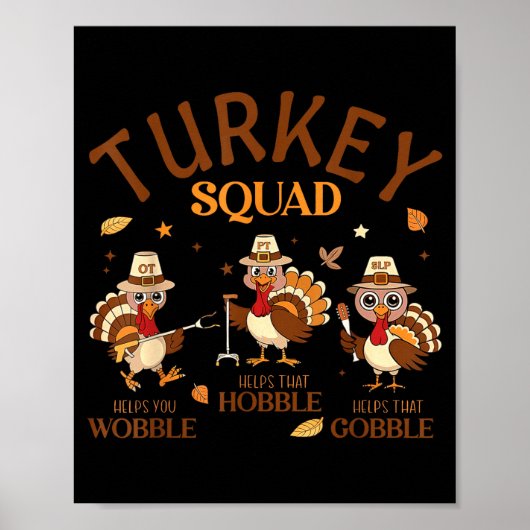 Turkey Squad Ot Pt Slp Occupational Therapy Thanks Poster (Voorkant)