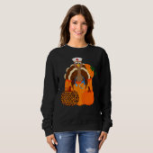 Turkey Stethoscope Nurse Pumpkin Leopard Print Tha Trui (Voorkant volledig)