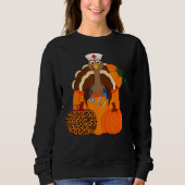 Turkey Stethoscope Nurse Pumpkin Leopard Print Tha Trui (Voorkant)