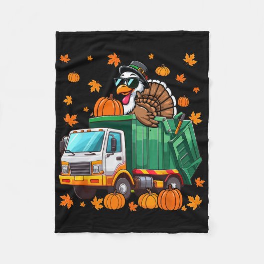 Turkey Sungles Driving Garge Truck Thanksgiving Dr Fleece Deken (Voorkant)