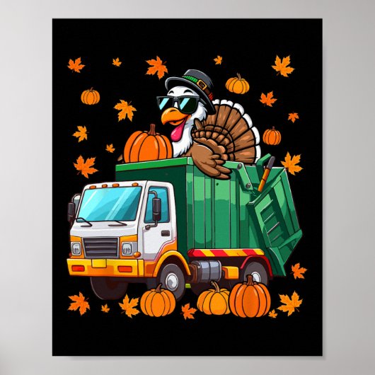 Turkey Sungles Driving Garge Truck Thanksgiving Dr Poster (Voorkant)