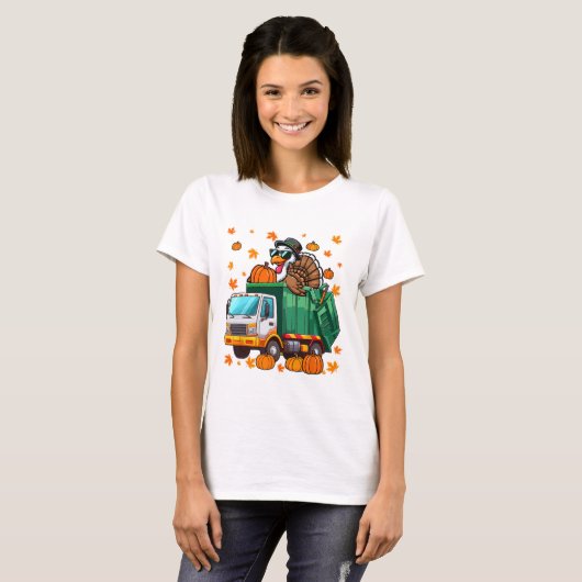 Turkey Sungles Driving Garge Truck Thanksgiving Dr T-shirt (Voorkant volledig)