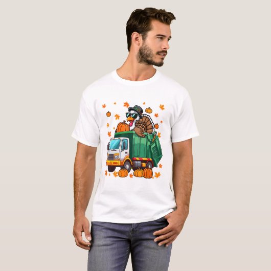 Turkey Sungles Driving Garge Truck Thanksgiving Dr T-shirt (Voorkant volledig)